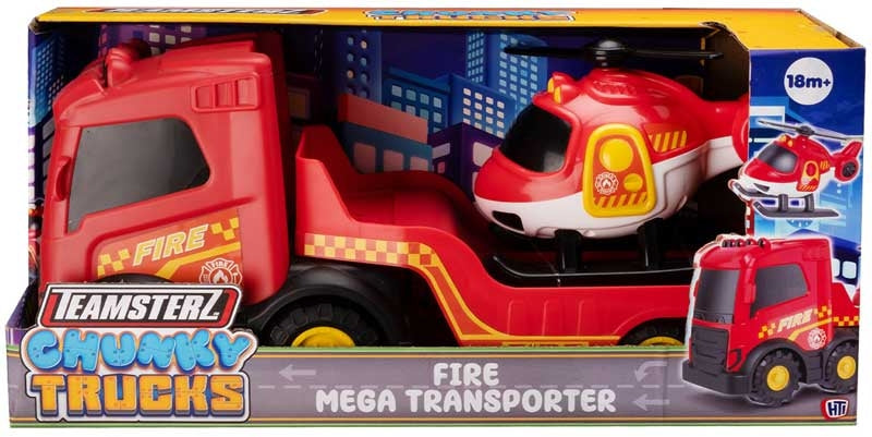 Teamsterz Chunky Trucks Fire Mega Transporter With 1 Helicopter