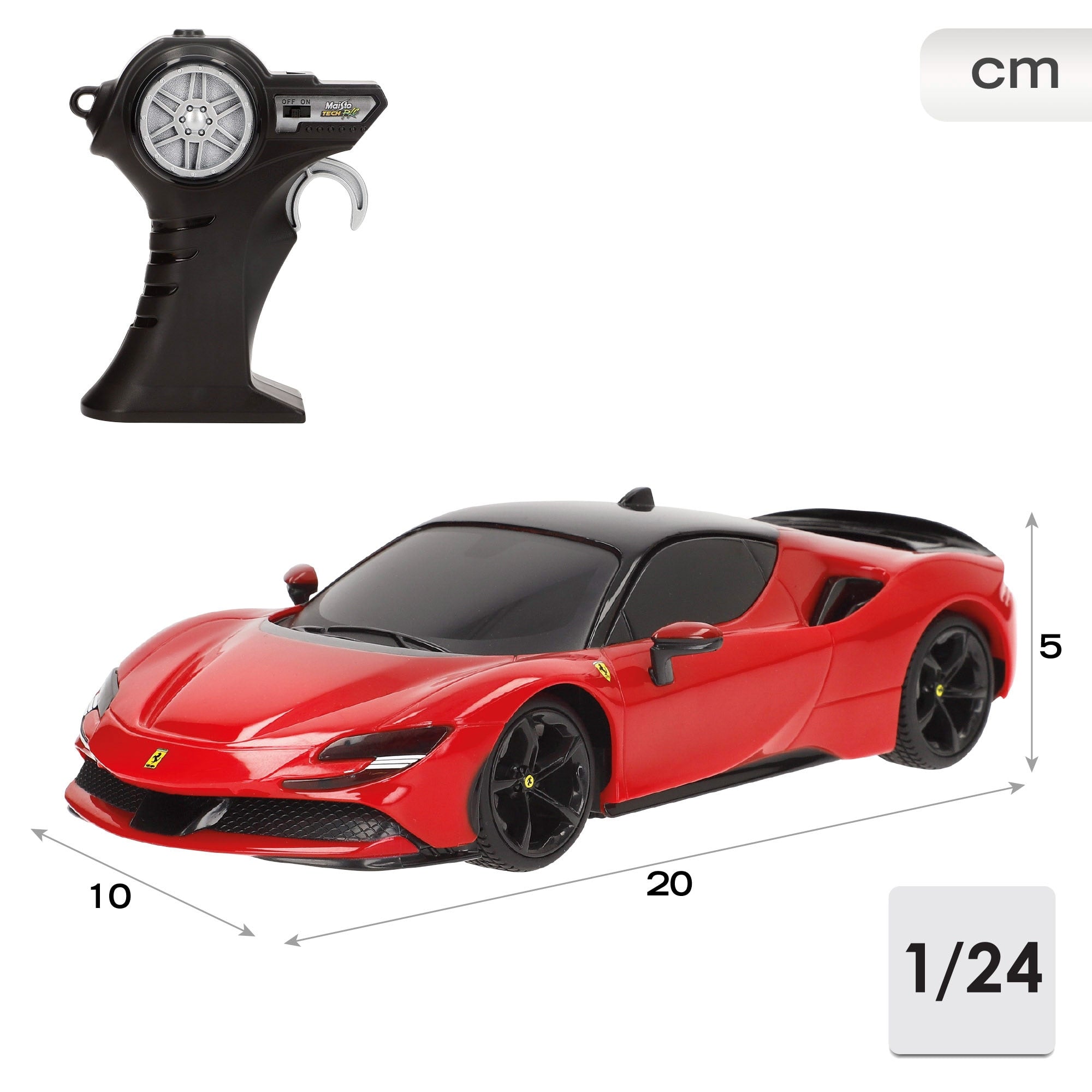 1:24 RC Premium  - Ferrari SF90 Stradaie - 2.4 GHz (USB rechargeable) 35M control range, 45 Min charge time, pistol controller