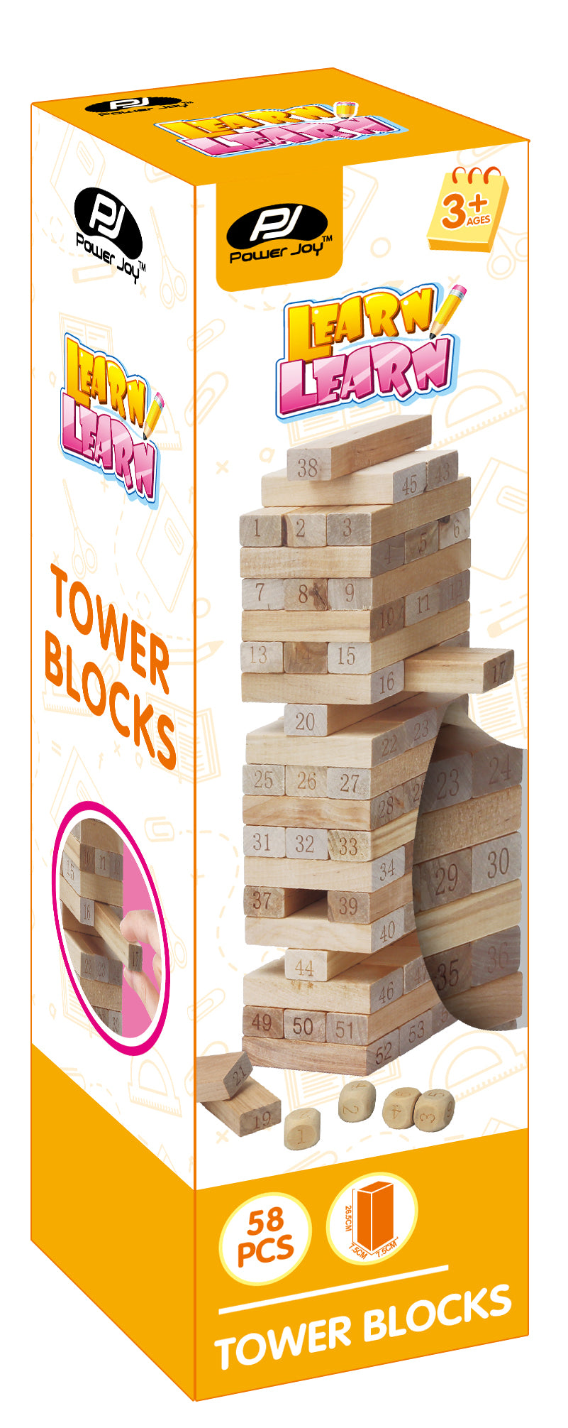 P.JOY WOODEN TOWER BLOCKS 54PCS 4DICES Default Title