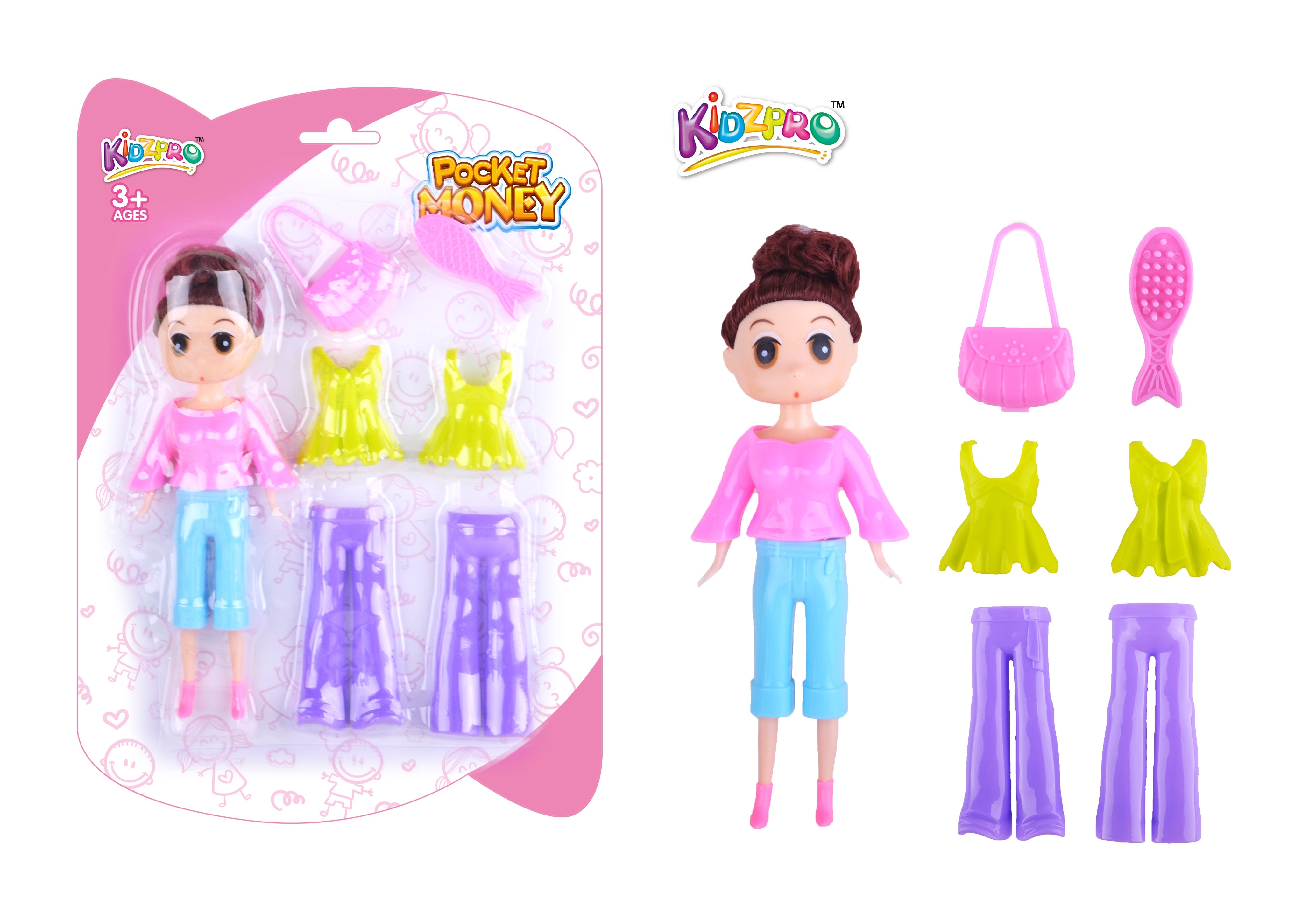 KIDZ. FASHION DOLL SNAP ON 7PCS BC Default Title