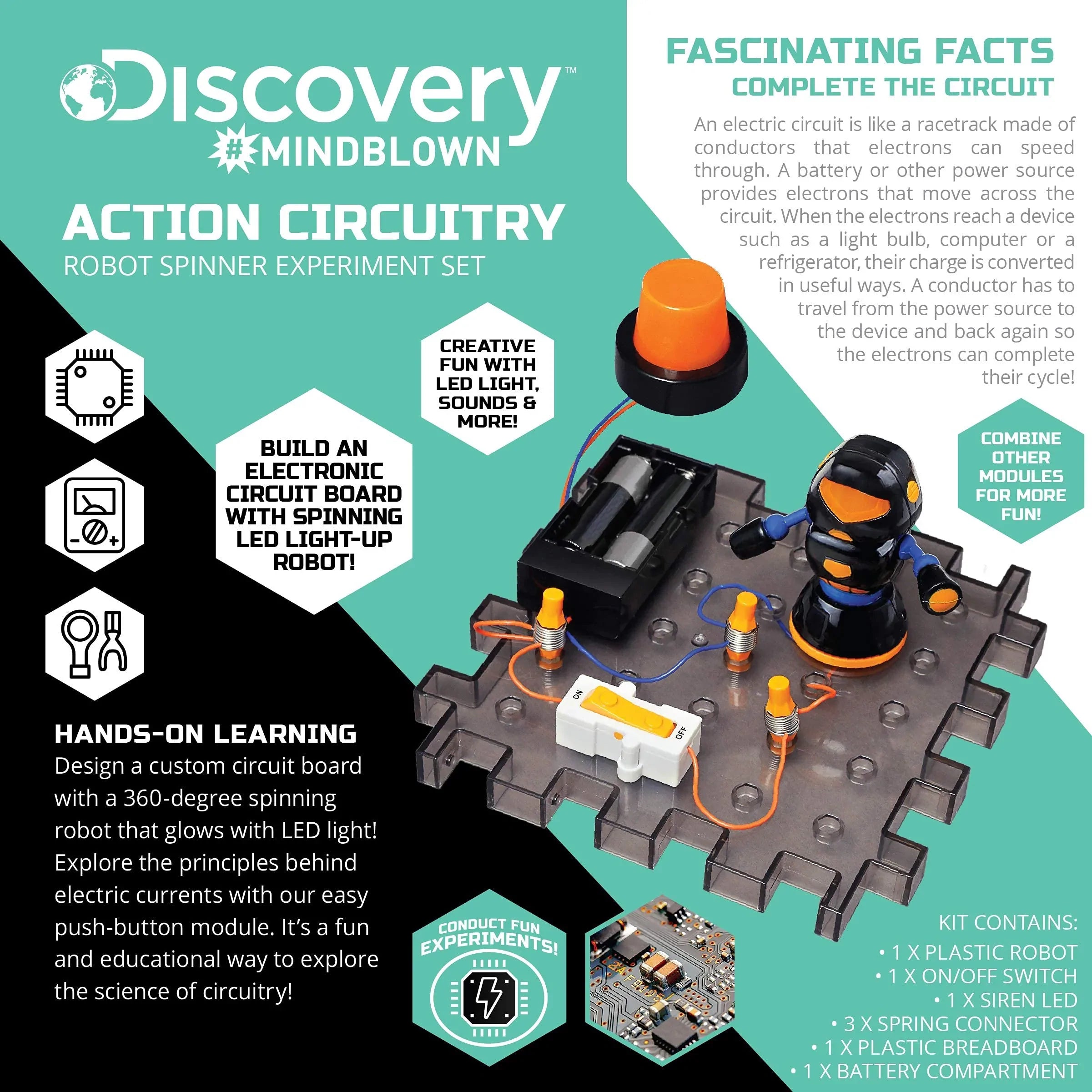 Discovery Toy - Circuitry Action Experiment Robot Spinner-DISCOVERY