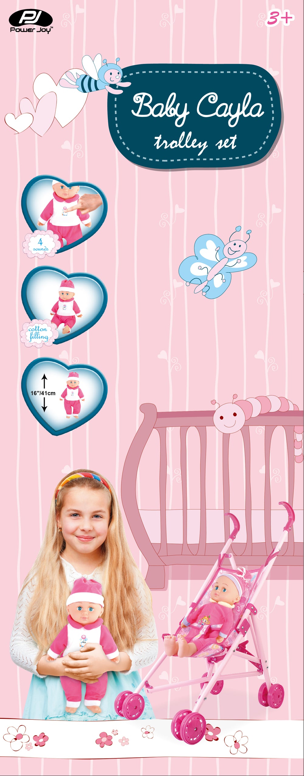 P.JOY BABY CAYLA TROLLEY W/DOLL 36CM Default Title